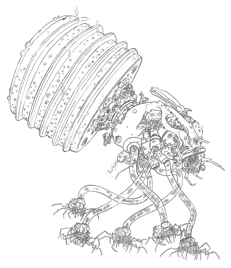 Illustration for article titled Revel in the technical details and biomechanical weirdness of The Matrix concept art